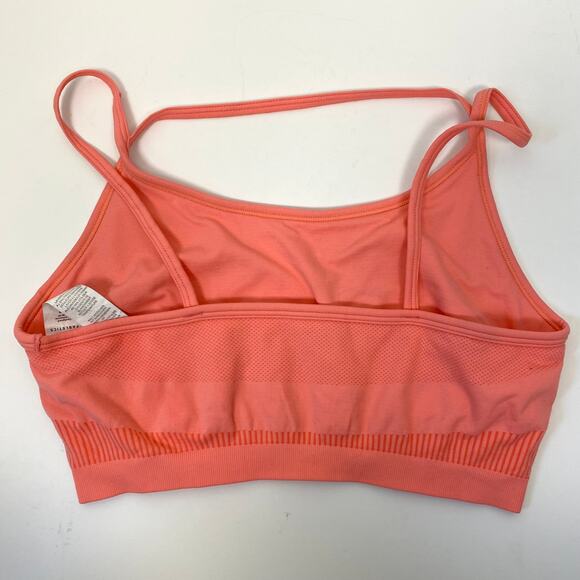 Fabletics Sevan Seamless Sports Bra Pink Grapefruit Strappy Light Support Large - Picture 5 of 7